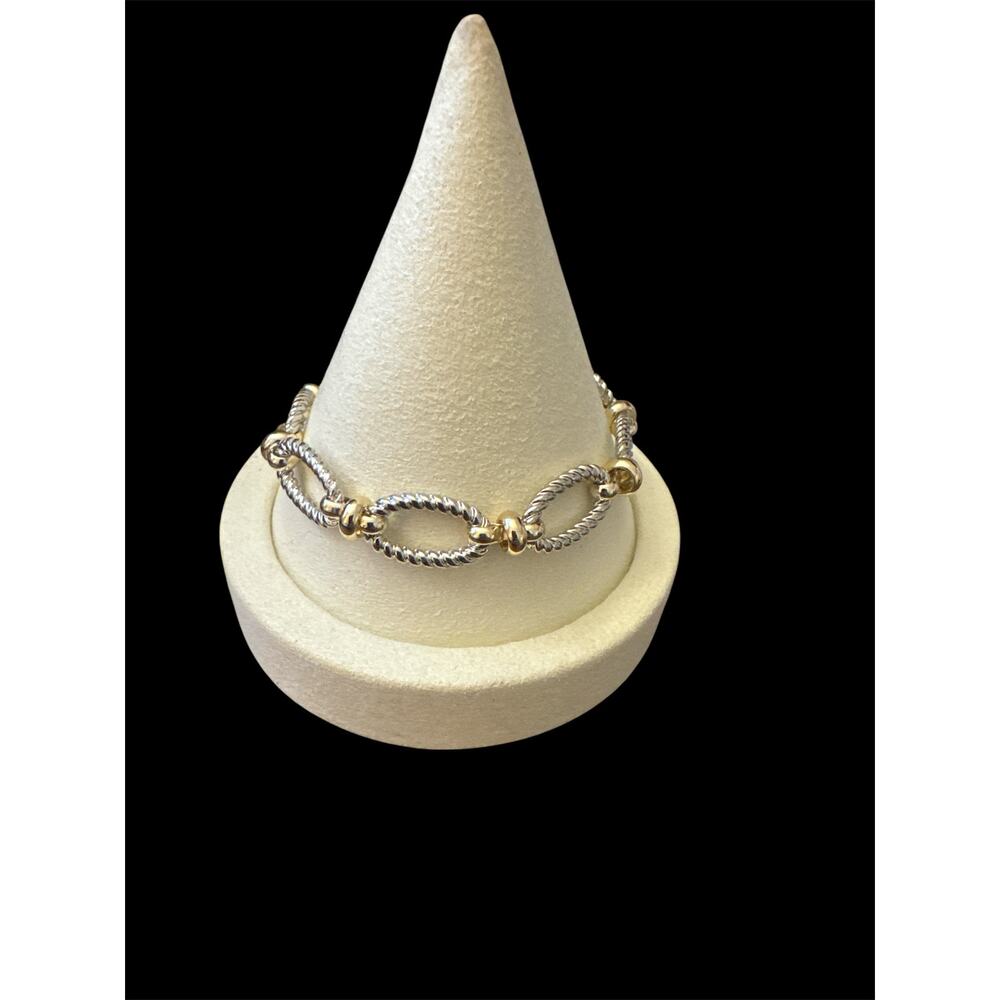 Two Tone Link Bracelet with Toggle Closure - 8"
